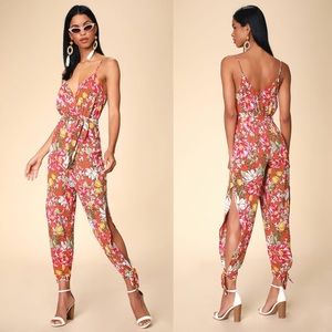 Lulus Floral Delight Terra Cotta Jumpsuit / Romper